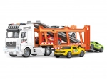 Autocamion transportor cu inerție 56 cm cu 4 mașini, efecte luminoase și sonore