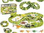 Pistă uriașă de curse cu dinozauri, cu mașinuță și figurine