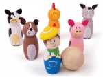 Joc de bowling din lemn fermă de la Bigjigs Toys
