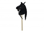 Cal de pluș pe băț cu sunet, 70 cm, negru