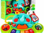 Elefant interactiv cu mini pian pentru copii 6m+ – jucărie muzicală și zornăitoare
