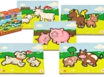 Puzzle din lemn Primele mele animăluțe – fermă, 6 puzzle-uri a câte 3 piese