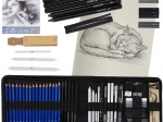Set pentru schițare și desen, 54 de piese, cu etui și caiet de schițe A5