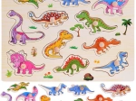 Puzzle de încastrare din lemn cu dinozauri – 11 piese
