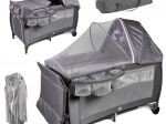Pătuț de călătorie pentru copii cu două niveluri și masă de înfășat, până la 15 kg