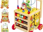 Merser din lemn și cub educațional pentru copii