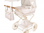 Cărucior pliabil pentru păpuși REBORN Verona cu umbrelă de soare și accesorii, înălțime mâner 65–90 cm