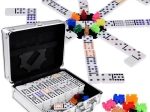 Set de jocuri Domino și Mexican Train cu servietă metalică