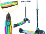 EVO trotinetă trică pentru copii Rainbow Blast cu platformă LED, pliabilă și reglabilă pe înălțime, albastră