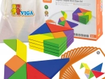 Tangram din lemn VIGA cu carduri – puzzle educativ din lemn certificat FSC