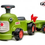 Vehicul de împins tractor CLAAS verde deschis cu remorcă