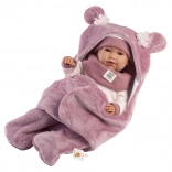 Păpușă bebeluș realistă cu sunete și corp moale din țesătură