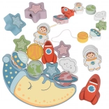 Tooky Toy Cosmic luna de dormit echilibrant din lemn șnur Montessori spațial