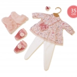 Ținută pentru păpușă de 35 cm LLORENS – set din 5 piese: rochiță florală și vestă roz