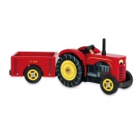 Le Toy Van tractor roșu și remorcă