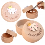 Cutie din lemn pentru dinți de lapte pentru copii, cu gravură, Tooth Fairy Box