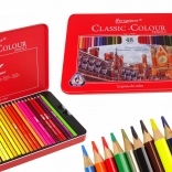 Set 48 creioane colorate artistice în cutie metalică