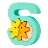 Literă din lemn S cu soare – puzzle de inserare FAUNA