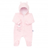 salopetă pentru copii din velur cu glugă New Baby Sweetheart roz