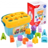Set educațional – găleată cu cuburi și litere, sorter de forme, 16 piese