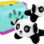 Mini panda de pluș cu cutie de transport