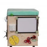 3în1 Cub montessori senzorial / taburet cu șezut și roți