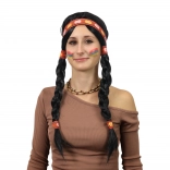 perucă indiancă Ribana cu codițe pentru adulți