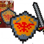 Set cavaleresc din spumă cu sabie pixel și scut