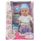 Bebeluș cu sunete și care face pipi, cu accesorii, 30 cm
