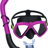 Set de scufundări roz cu mască și tub de respirat