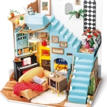 rolife miniatură căsuță colț de living – kit diy cu iluminare led