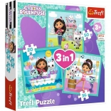 puzzle 3v1 Căsuța Pisicilor Gabi 3+ Trefl