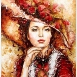 Mozaică cu diamante - Femeie în pălărie