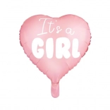 Balon de folie It's a Girl inimă roz 45 cm