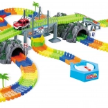 Pistă de curse Flexi cu două tuneluri și 2 mașini