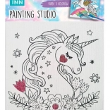 set de pictură pe pânză unicorn flori