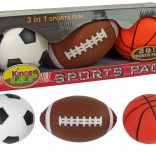 Set de mingi sportive moi 3‑în‑1 – fotbal, baschet și baseball
