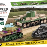 Set de construcție din plastic istoric pentru tancuri Renault R35, Valentine IX, Panzer I