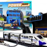 Set de tren electric cu gară, 244 cm