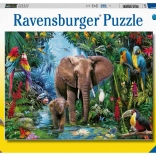 Puzzle Ravensburger Elefanți în oază 150 piese