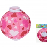 Lampion sferic 20 cm pe baterii cu motiv de inimioare