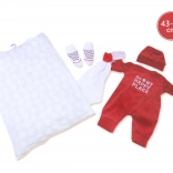 Hăinuțe pentru păpușă NEW BORN 43–44 cm – set din 3 piese cu perniță și păturică de alint