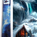 Pictură cu diamante Cabană iarna 80x40 cm