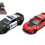Kinsmart Chevrolet Camaro – mașină de poliție și pompieri cu mecanism de întoarcere, 12 cm