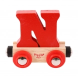 Bigjigs Rail vagon cu litera N pentru circuit de tren din lemn