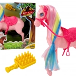 Figurină Cal cu Coamă Colorată și Șa Roz