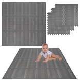 Humbi covoraș puzzle din spumă, 9 piese, gri, 180 × 180 × 1 cm