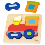 puzzle montessori din lemn, cu tren VIGA
