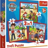 Puzzle 3 în 1 PAW PATROL Cățeii veseli Trefl