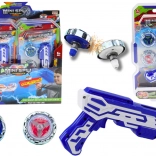 Pistol lansator cu două discuri metalice cu lumini, albastru